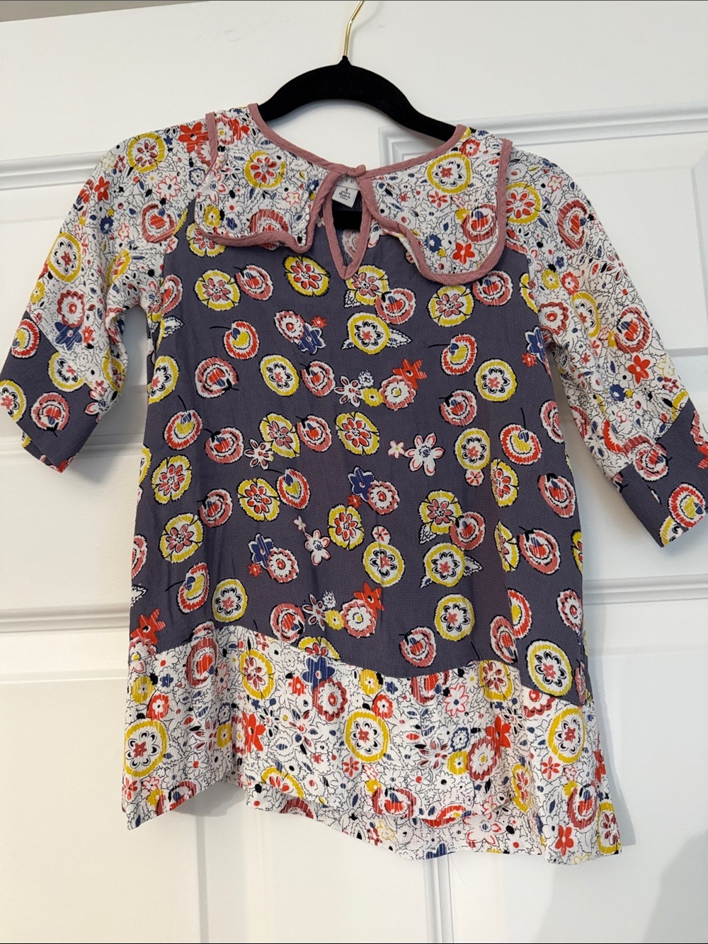 Stella McCartney Kods Girls' Floral Peter Pan Collar Top in Purple and Multi- 4